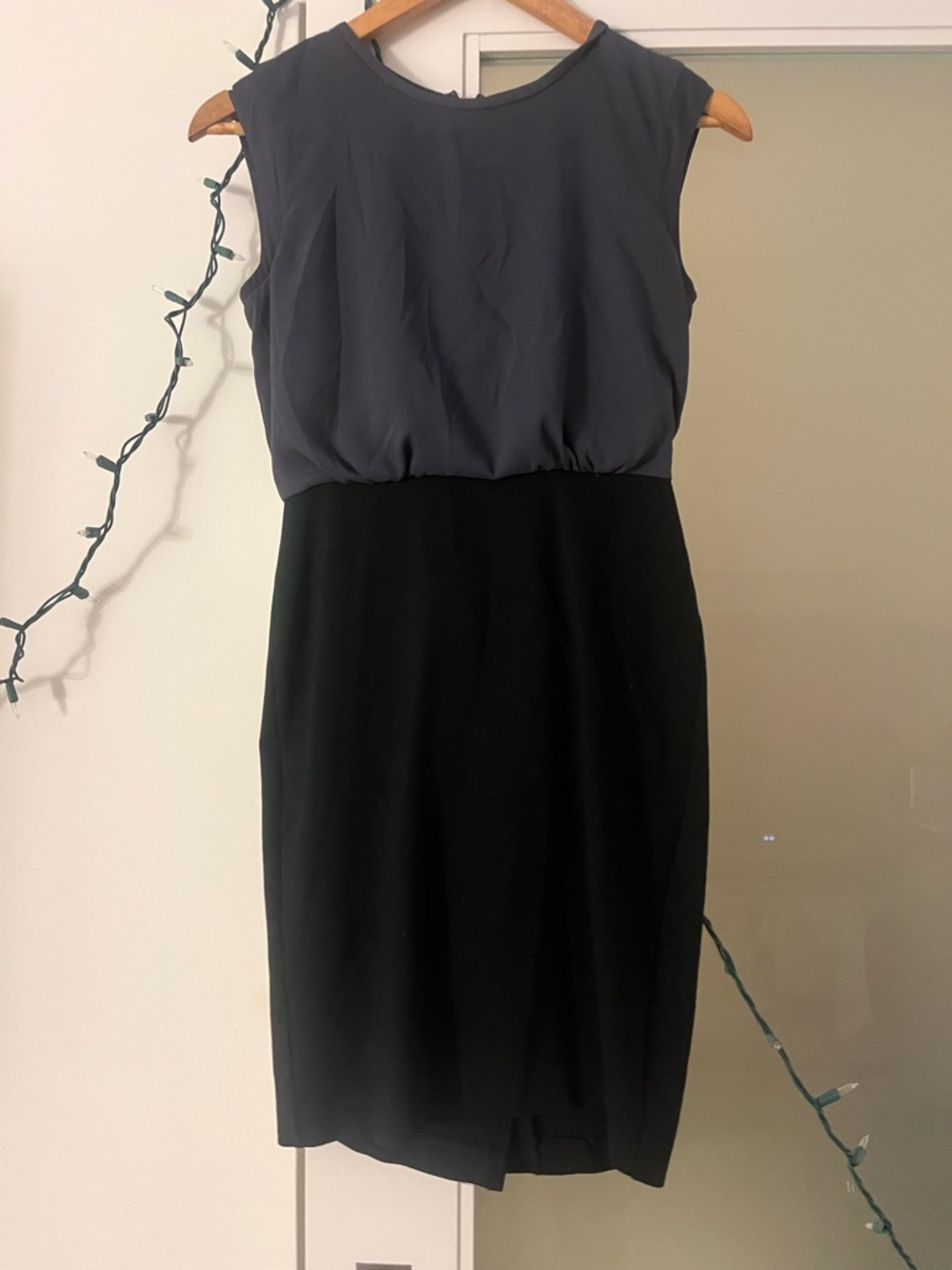 LOFT Two-Tone Midi Sheath Dress in Navy and Black